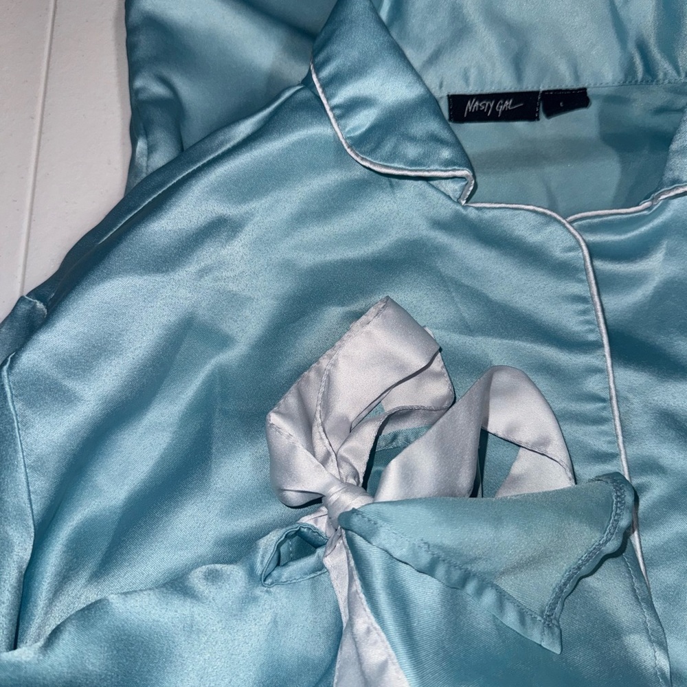 Nasty Gal Aqua Satin Sleepwear